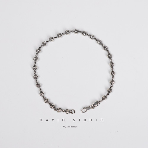手链davids925十字架圆珠做旧