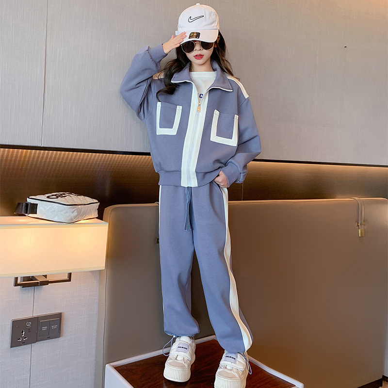 女童外套加绒连帽春秋