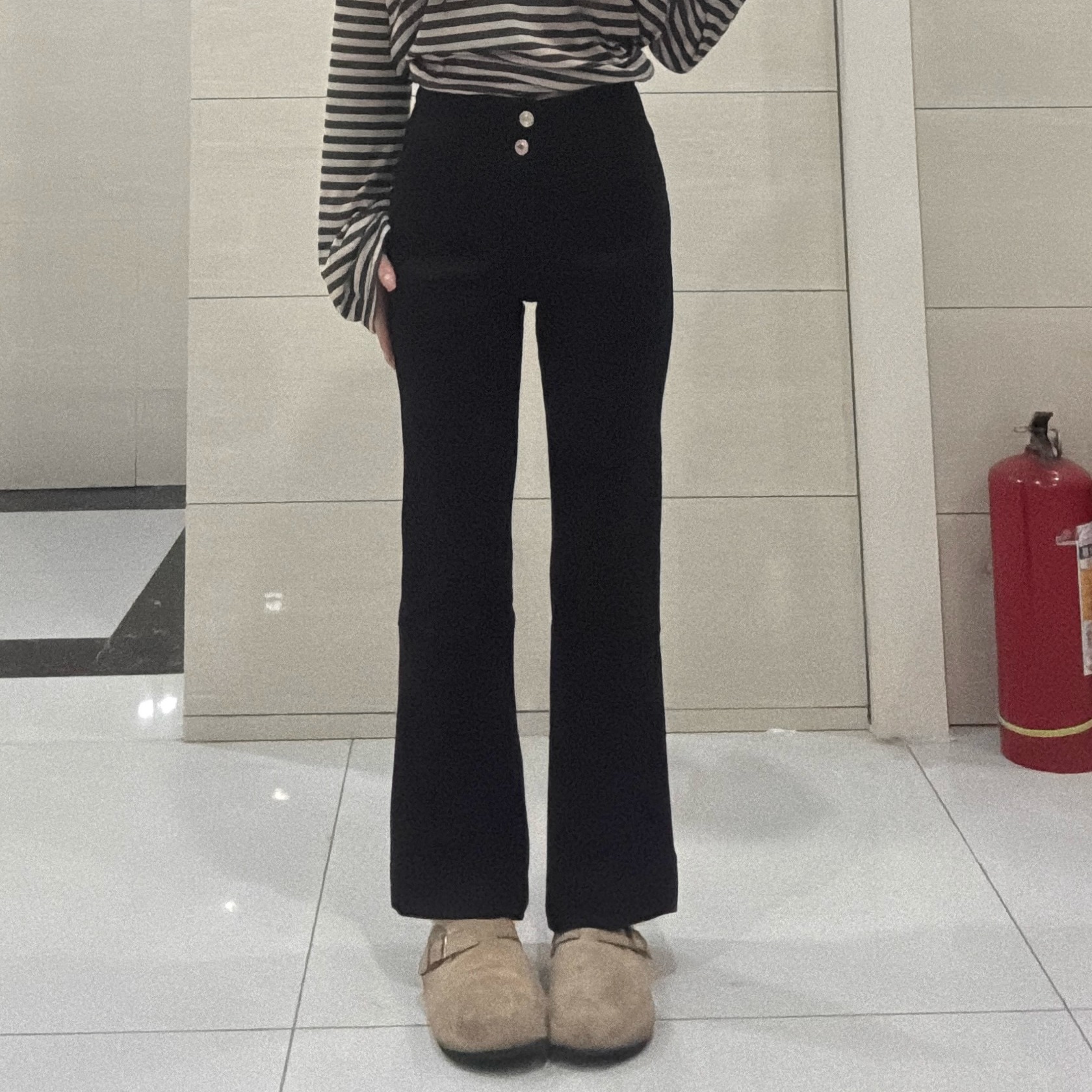 黑色高腰小个子大码弹力牛仔裤女简约百搭收腰显高显瘦微喇九分裤