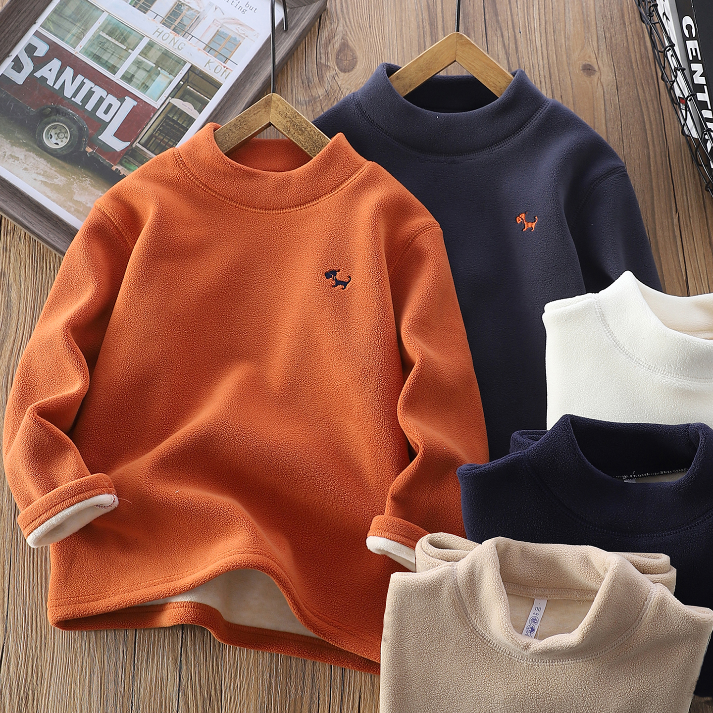 男童加绒内搭保暖打底衫秋冬新款