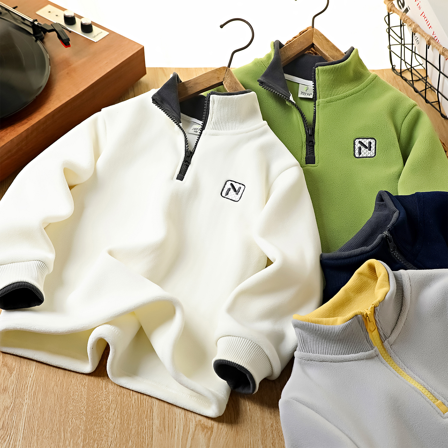 潮酷男童半拉链保暖打底衫秋冬装