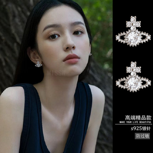 土星耳钉耳夹女无耳洞气质高级感