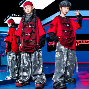 儿童嘻哈街舞套装男童女童爵士舞演出服装中大童小孩跳舞架子鼓服