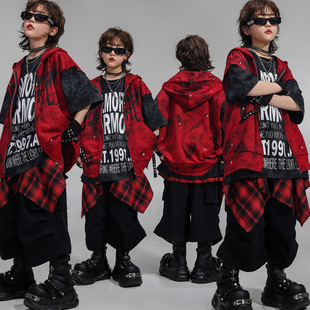 儿童街舞套装 男童嘻哈潮服女童酷帅爵士舞屁帘少儿hiphop演出服装