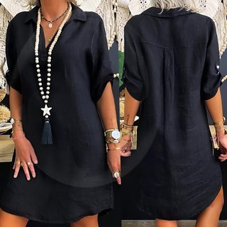 Collar Loose Shirt Dress fashion women blouses 2020