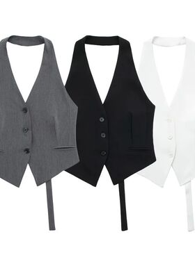 Backless hanging neck collar vest for women 露背挂脖领背心女