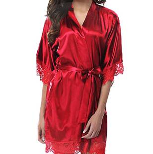 Robe Nightie Gown Sexy With Belt S-XXL Red/Black/White