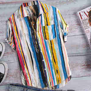 Shirts Loose Men shirt Casual Beach Blouse Multicolor