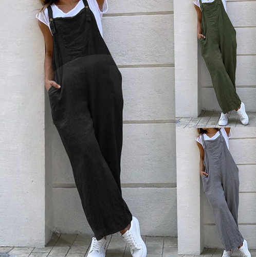 2020 new sling solid color long jumpsuit