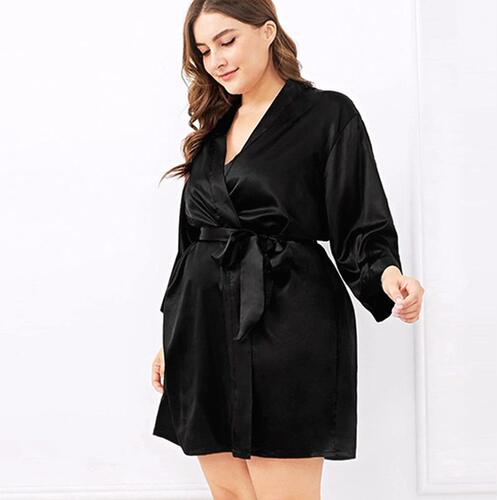 Women Dressing Gown Bathrobe Kimono Silk Bath Robe Sleepwear