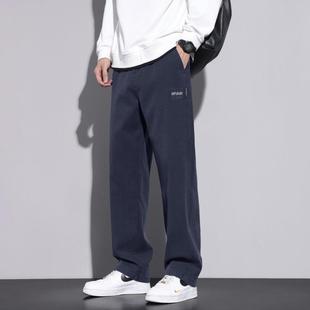 冬季 2024新款 宽松直筒男款 子 长裤 加绒加厚休闲裤 商务男士 秋冬款