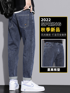 秋冬季 2022新款 休闲潮流男装 子 裤 男士 牛仔裤 春秋潮牌宽松直筒长裤