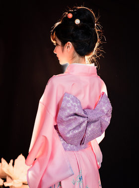 跨境日本和服少女粉色定位印花改良和服不易皱可水洗和服浴衣