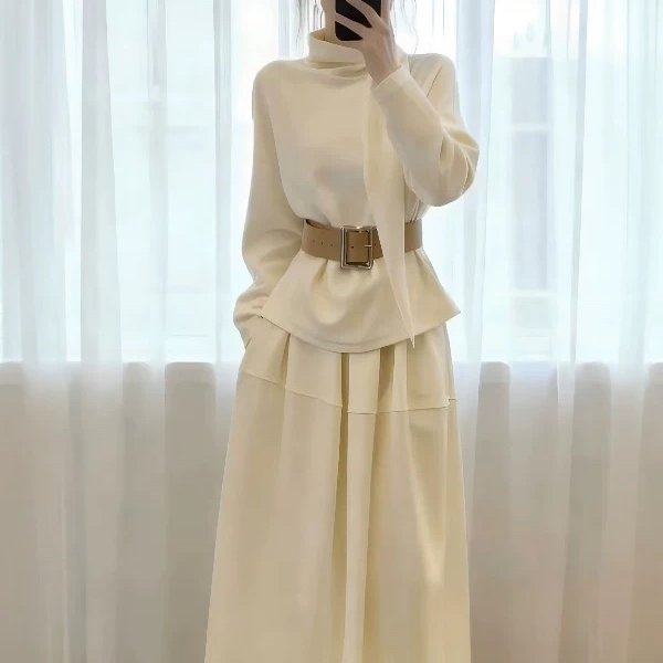 2025新款小香风高领针织连衣裙子女秋冬季法式巨好看穿搭一整套装,女装/女士精品,时尚套装,淘宝优惠券,粉丝福利购,淘宝优惠卷