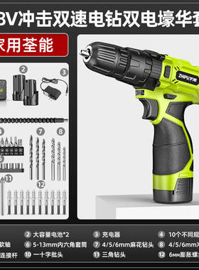 芝浦（zhipu）手电钻电动螺丝刀锂电钻家用12V双速冲击钻电动工具