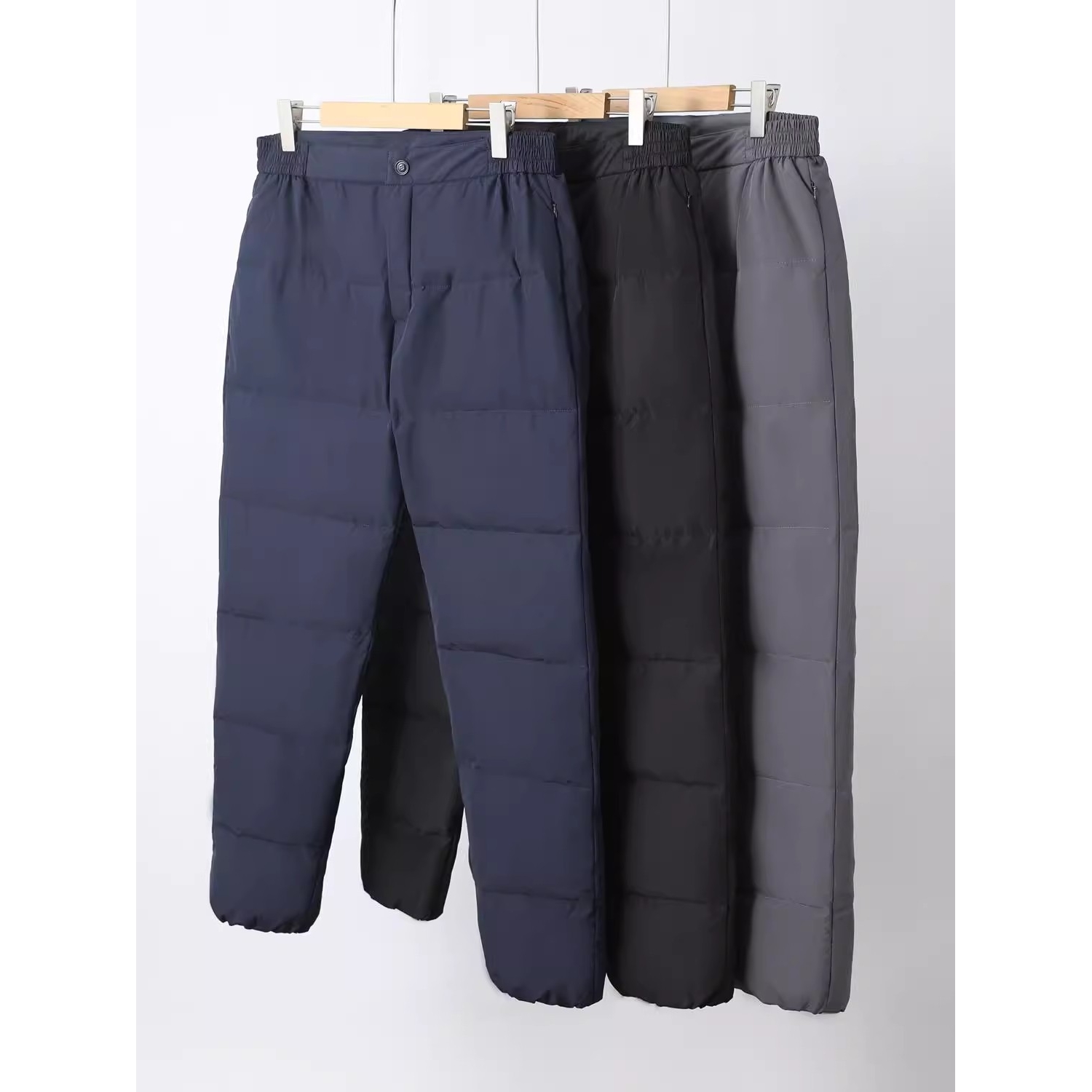 日本品质男士加厚白鸭绒羽绒裤男外穿挡风青中年冬东北90绒裤子冬