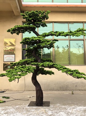 仿真迎客松松树绿植罗汉松假松树商场室内装饰造型美人景观摆件