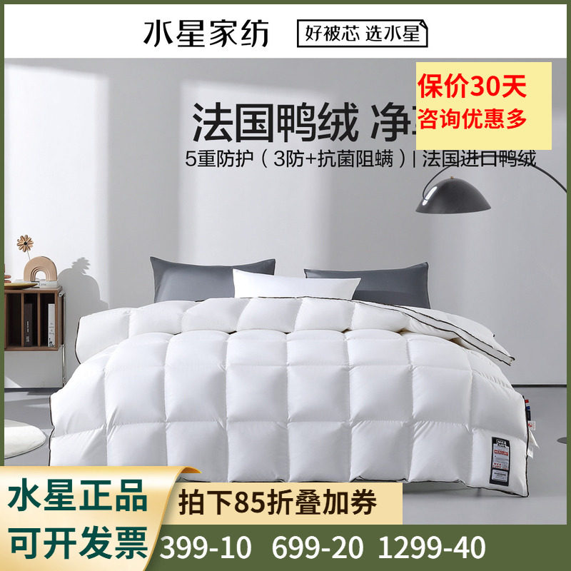 水星家纺净·三防抗菌法国羽绒冬被 鸭绒冬被加厚被子单双人被芯