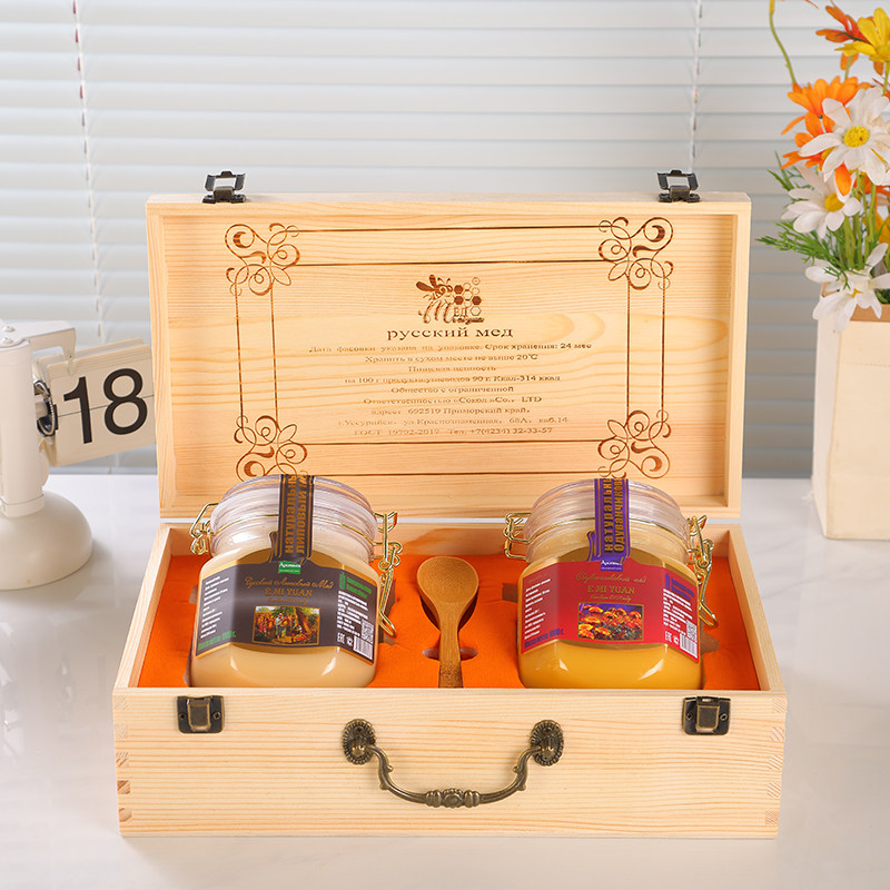 俄罗斯进口正宗椴树蜜纯正天然蜂蜜黑蜂原蜜土蜂蜜结晶雪蜜礼盒装