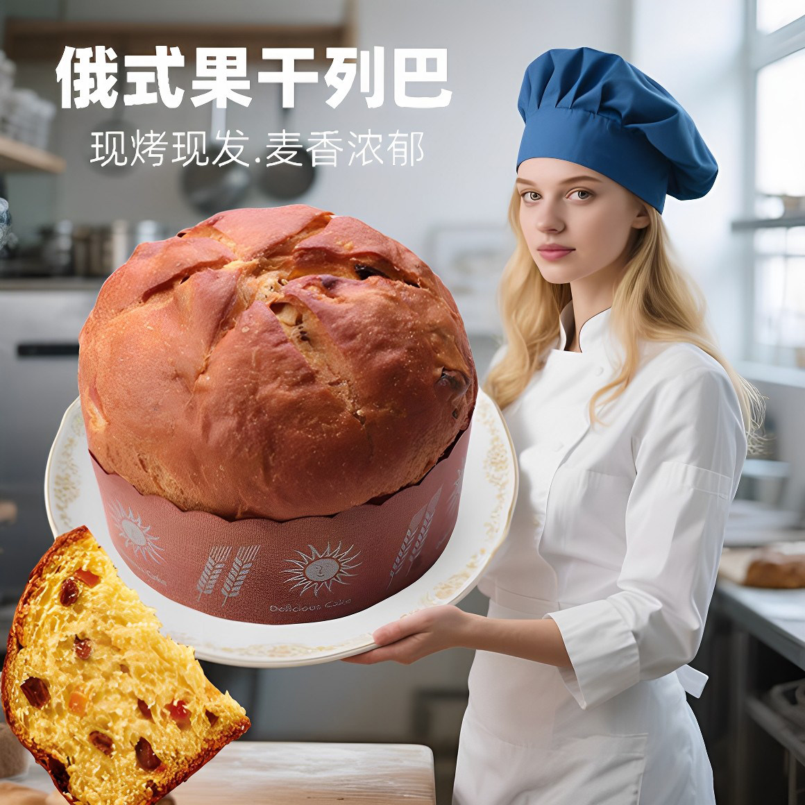 俄罗斯风味列巴面包夹心葡萄干早餐食品糕点心零食手工大面包代餐