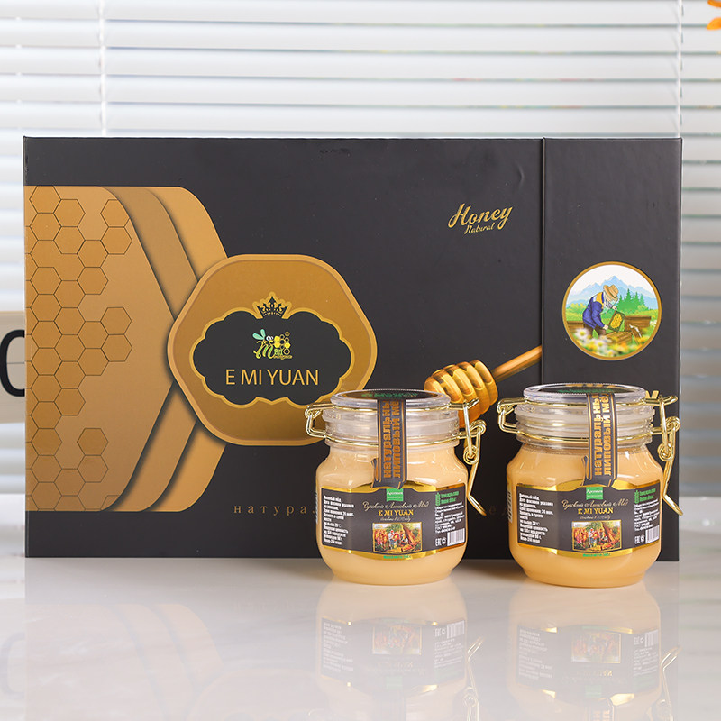 俄罗斯进口正宗椴树蜜纯正天然蜂蜜黑蜂原蜜土蜂蜜结晶雪蜜礼盒装