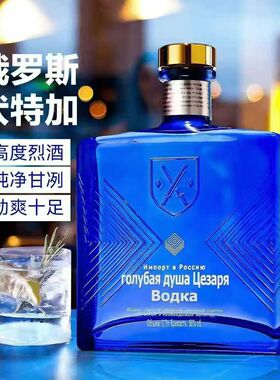 俄罗斯原装进口伏特加白酒高度烈酒蓝色包装纯净原味礼盒洋酒高档