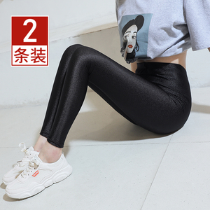 夏季薄款大码光泽打底裤女胖mm长款七分五分安全裤冰丝紧身九分裤