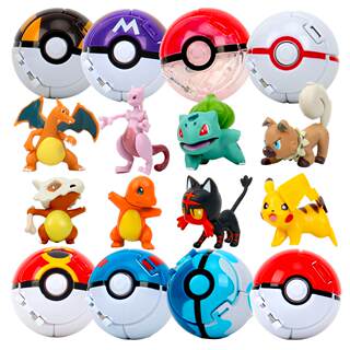 6Pcs/Set Pokemon Ball Pokeball Anime Figure Pikachu Squirtle