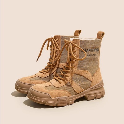 日本品质户外登山马丁靴女2025新款夏季厚底徒步沙漠靴新疆旅游西