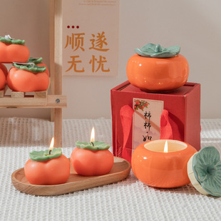 日本品质柿柿如意柿子香薰蜡烛家用创意结婚伴手礼水果造型蜡烛摆