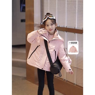日本品质2025女童三合一冲锋衣羽绒棉服两件套秋冬装棉袄中大童时