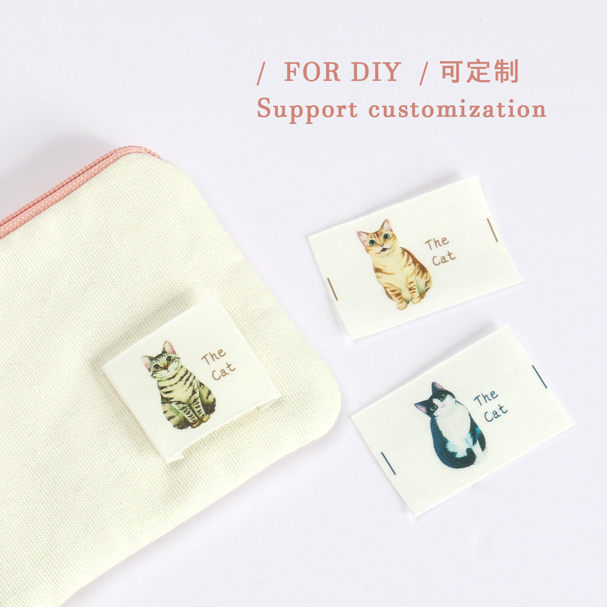 纯棉手工猫咪布标定制标签DIY宠物领标辅料缝纫标手作订做可加急