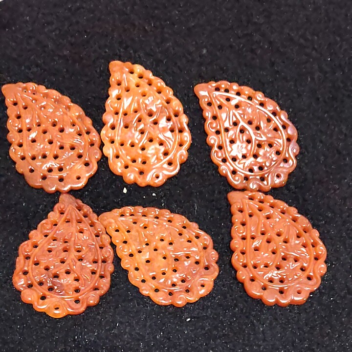 红翡镂空金枝玉叶吊坠挂件diy仿古雕纹玉石玉佩玉坠颈饰压襟挂坠