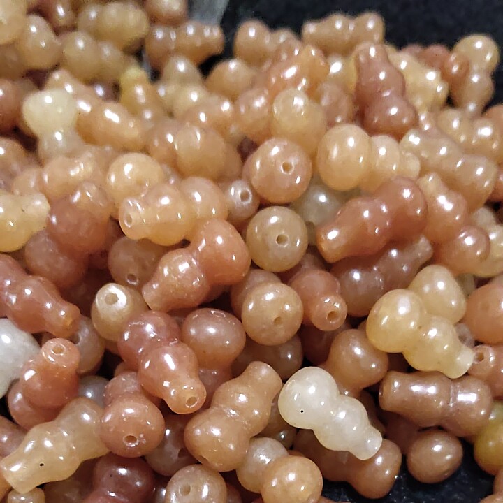 新疆金丝玉红色葫芦散珠玉葫芦男女士手串diy手链项链 配饰配件