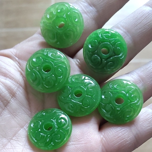 马来玉云纹平安扣男女吊坠挂件手链项链耳环耳坠diy配件服装配饰