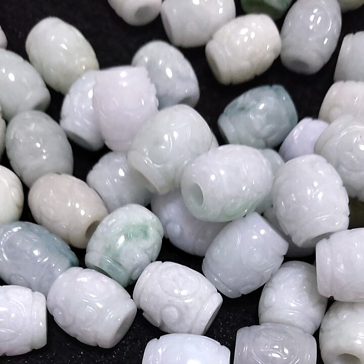 翡翠A货雕花散珠路路通编织本命年红绳珠diy配件手链项链吊坠配饰