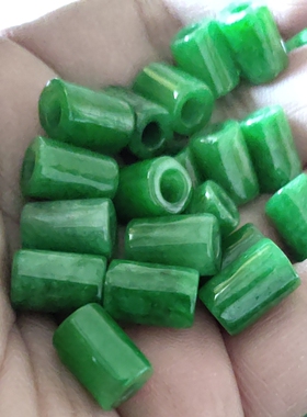 满绿色干青路路通吊坠直筒玉石转运珠挂件 diy手链项链配件珠子