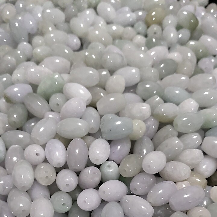 8X12mm天然翡翠a货散珠玉珠子转运珠路路通米珠diy项链手链串珠子