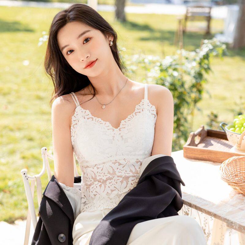丽维吊带内衣一体文胸0032内搭蕾丝美背网红爆款打底掉吊背心性感