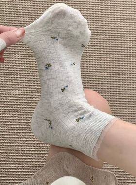 夏日小碎花袜子女甜系棉袜短袜女