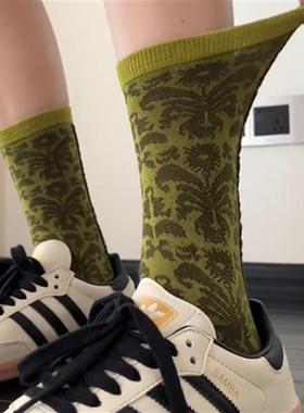 2双装 绿色巴洛克复古花朵堆堆小众高级可堆堆