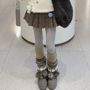 某一瞬间2025冬季 韩系氛围感针织毛线保暖套瑜伽普拉提护腿袜套女