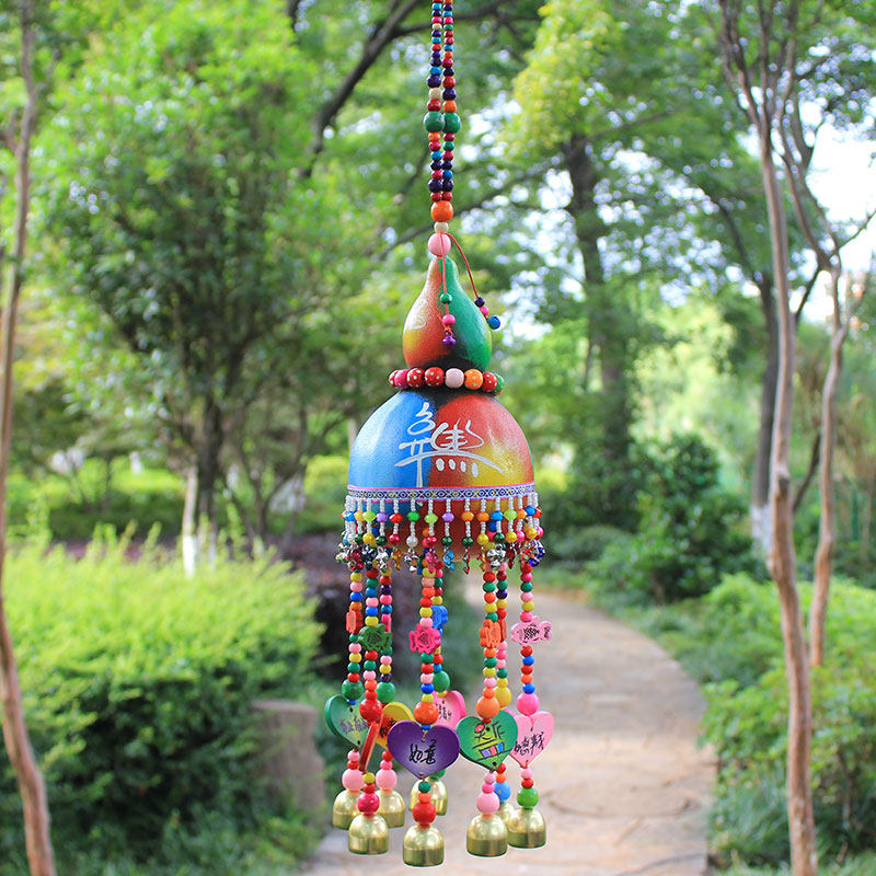 丽江东巴风情风铃云南特色装饰家居餐厅茶室挂件手工彩绘葫芦挂饰