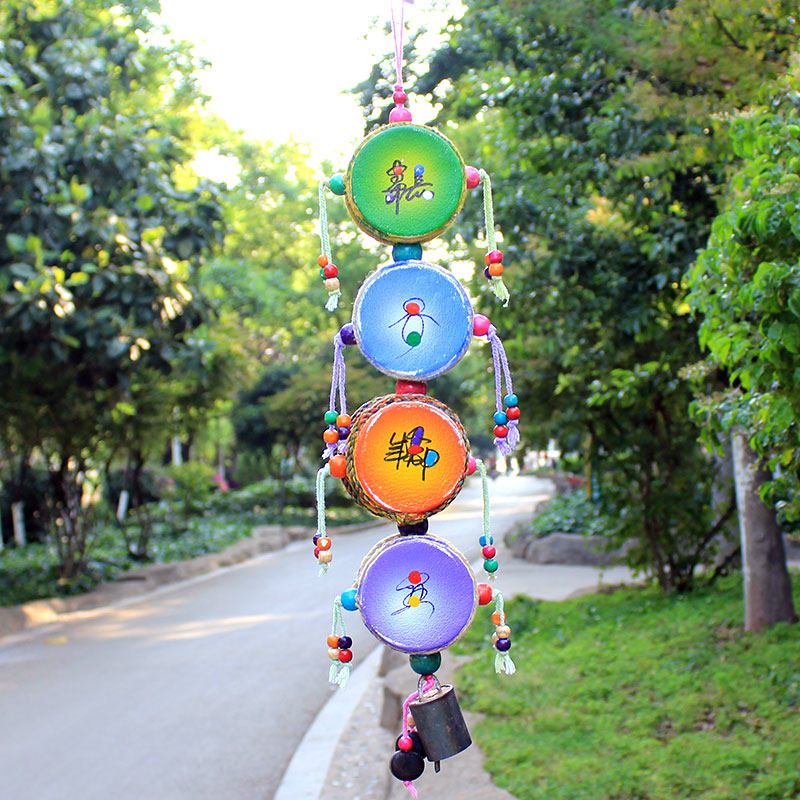丽江纳西族特色风铃挂件餐厅茶艺酒吧装饰幼儿园挂饰东巴联串扁鼓