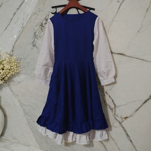 魔卡少女樱cosplay服小樱歌唱家长裙二次元动漫服 长袖拼接大摆裙