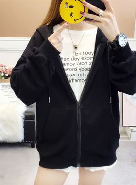 连帽卫衣女新款春秋韩版宽松bf超火学生初秋加绒waitmore开衫外套