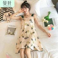 Mùa hè băng lụa dây đeo đêm nữ phiên bản Hàn Quốc dễ thương có thể ra ngoài phục vụ nhà mùa hè cô gái đồ ngủ bằng lụa mỏng - Đêm đầm váy đầm đẹp