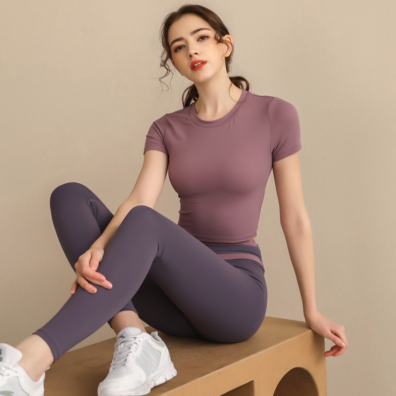套裝含胸墊晨跑步緊身速干瑜伽服