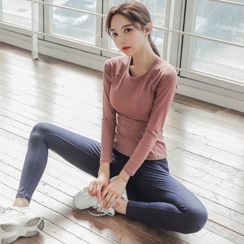 瑜伽服女长袖套装秋冬收腹提臀