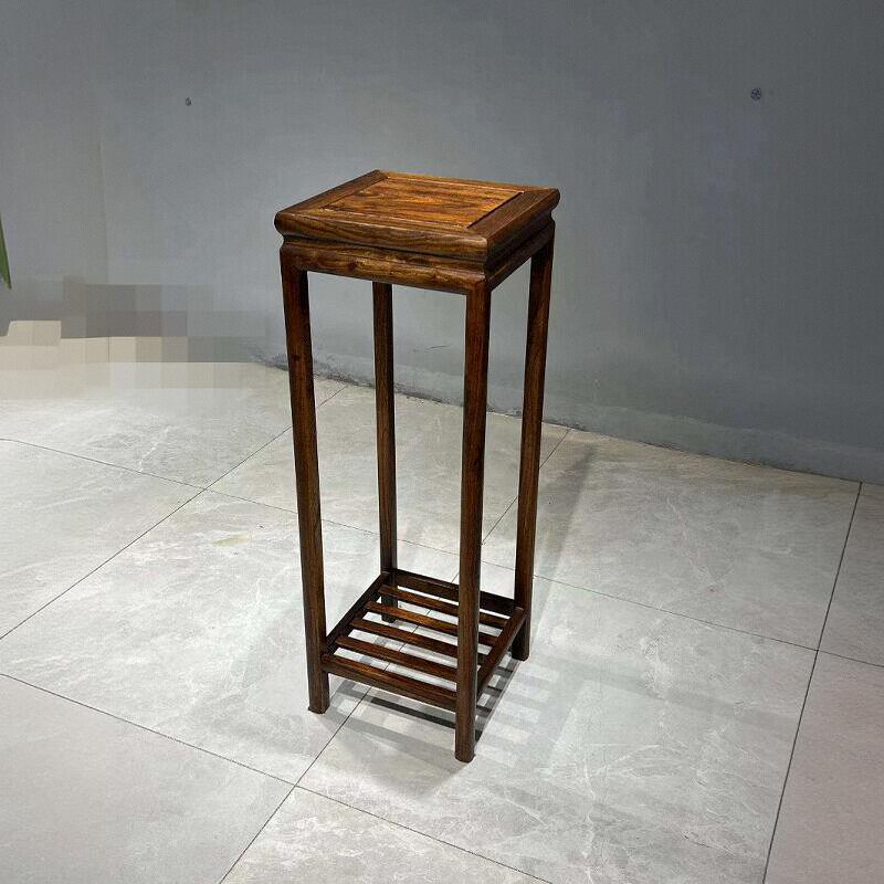 新中式实木花架北方老榆木禅意简约客厅室内落地式阳台置物架花几